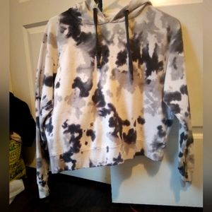 Black white and grey tide-dyed sweater